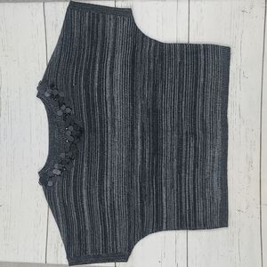 LOFT Gray Heathered Batwing Cropped Sweater Size Large Wool Blend